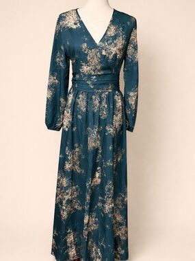 Teal V-Neck Maxi Dress